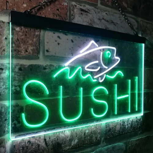 Miniatura 45 de ADVPRO Sushi Fish Sashimi Restaurant - Letrero de neón LED de doble color, azul y rojo, 12 x 8.5 pulgadas, st6s32-i3334-br