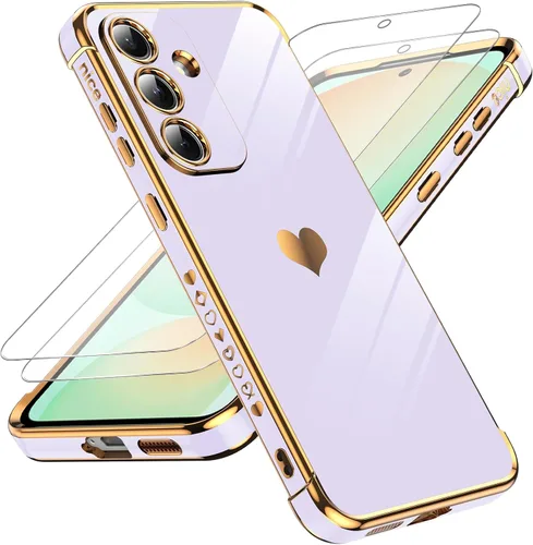 Miniatura 35 de LeYi for Moto G 5G 2025 Case: with Tempered Glass Screen Protector [2 Pcs]+ Full Camera Lens Protection,Love Heart Plating Cute Luxury Soft TPU