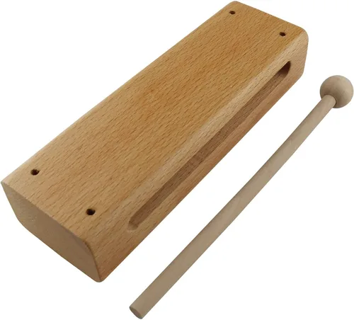 Miniatura 2 de Bloque de madera con mazo ZZLZX - 1 juego de instrumento musical de bloque de madera con mazo, bloques de ritmo de percusión de madera maciza