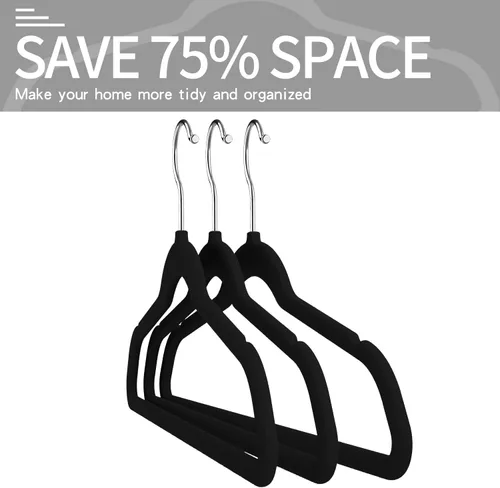 Miniatura 3 de Perchas de Terciopelo para Ropa (Paquete de 50) Resistentes y Duraderas Perchas para Trajes Perchas de Colores Vibrantes Ligeras que Ahorran Espacio