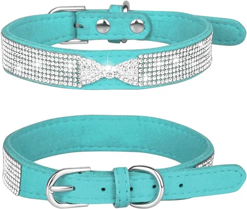Miniatura 30 de Collares Pequeños para Perros Femeninos, Lindo Cristal de Rinstone con Pajarita de Diamante de Brillo para Cachorros para XXS XS Perros Pequeños