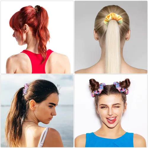 Miniatura 6 de WILLBOND 20 bandas elásticas de lentejuelas brillantes y metálicas para el cabello, cuerdas brillantes, elásticas de sirena, colores brillantes