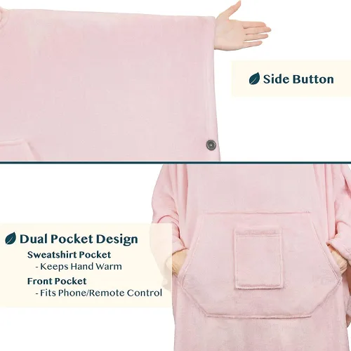 Miniatura 3 de PAVILIA - Poncho de manta portátil para mujer y hombre, sudadera con capucha y calentador de cuello de gran tamaño, suéter de forro polar suave