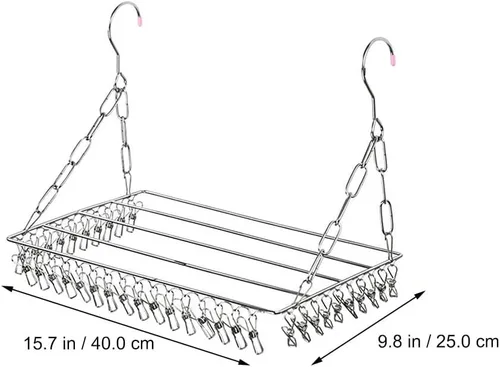 Miniatura 2 de Cabilock Percha de secado de ropa de acero inoxidable: Tendedero de secado de ropa con 36 clips, colgador para secadora de calcetines, ropa