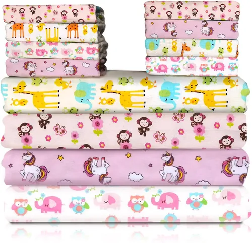 Miniatura 8 de Juego de manta y paños para bebé, 12 piezas de muselina de algodón para bebé, envoltura y paños de lavado unisex para niños y niñas, paquete de 4