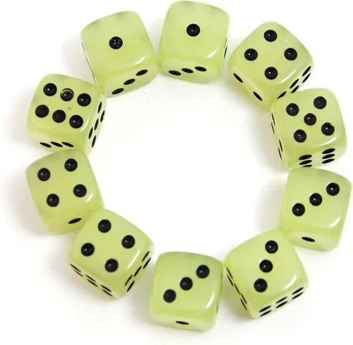 Miniatura 2 de Smartdealspro Paquete de 10 dados D6 de seis caras que brillan en la oscuridad para DND, MTG, RPG, Tenzi, Farkle, Yahtzee, Bunco, enseñanza