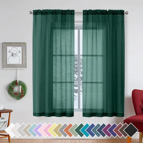 Miniatura 176 de Aiyufeng 2 paneles de cenefa transparente negra de 14 pulgadas de largo, cortinas cortas negras transparentes para dormitorio, cortinas de cocina