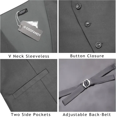 Miniatura 6 de COOFANDY Chaleco de traje de negocios para hombre, chaleco de vestir casual, chaleco ajustado