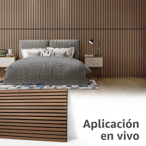 Miniatura 6 de Art3d 2 Paneles Acústicos de Listones de Madera para Pared y Techo - Panel de Absorción de Sonido 3D Ranurado con Acabado de Madera - Nogal