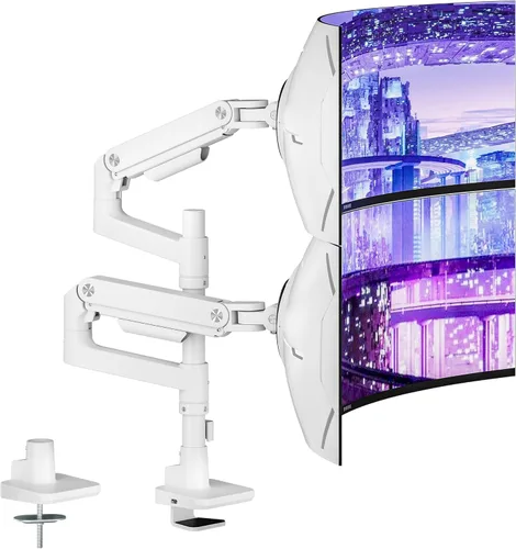 Miniatura 12 de ARES WING Soporte de escritorio con brazo de doble monitor para monitores ultraanchos de 17 a 49 pulgadas, soporte de monitor doble resistente