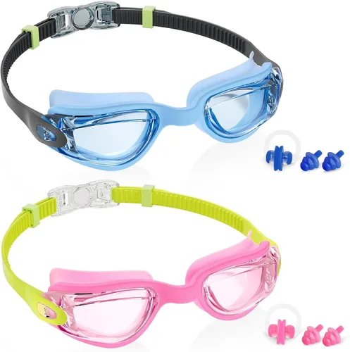 Miniatura 31 de Aegend - Gafas de natación de 2 unidades, gafas de natación para niños, niños y niñas de 3 a 14 años Azul y verde claro