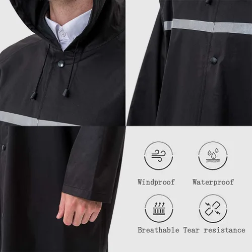 Miniatura 3 de Impermeable para Adultos, Ponchos de Lluvia con Capucha para Hombre, Chaqueta ligera, Impermeable, Larga, Cortavientos para Hombres Mujeres