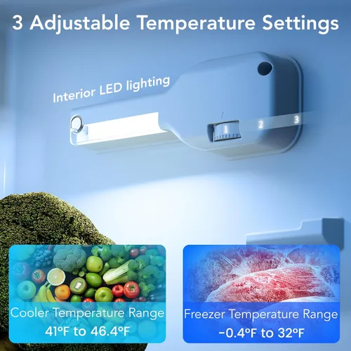 Miniatura 4 de Electactic Mini refrigerador con congelador, refrigerador compacto de 3.2 pies cúbicos con 2 puertas, refrigerador pequeño con termostato ajustable