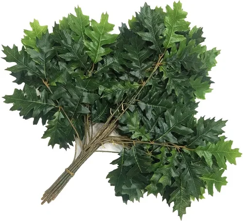 Miniatura 2 de 6 tallos de hojas de roble artificiales, ramas de árbol de roble sintético, plantas verdes para decoración floral de pared verde (verde) 29.5 in