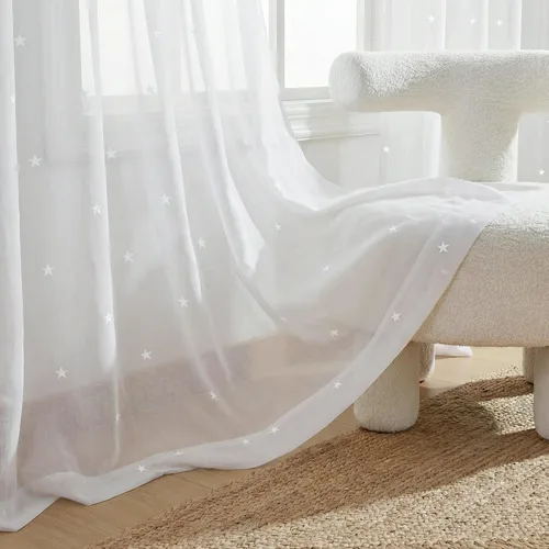 Miniatura 30 de Deconovo Oeko-TEX - Cortinas con estampado de lámina transparente con certificación Oeko-TEX, 2 paneles, ojales en la parte superior, elegantes