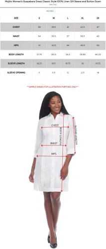 Miniatura 8 de Mojito - Vestido Guayabera para mujer, estilo clásico, mezcla de lino, manga 34 y botones