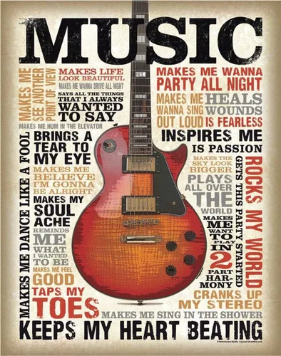 Desperate Enterprises Music Inspires Me - Cartel de hojalata – Decoración nostálgica de pared de metal vintage – Hecho en Estados Unidos