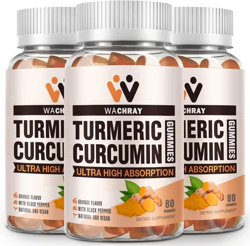 Miniatura 8 de Gomitas de curcumina de cúrcuma con extracto de jengibre y pimienta negra, paquete de 2 suplementos de gomitas tuméricas para inflamación del dolor
