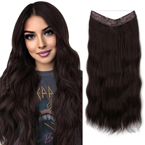 Miniatura 28 de SARLA Extensión de Cabello con Alambre Invisible con 3 Clips Pieza de Cabello Sintética Corta de Ondas de Playa Diadema Transparente Ajustable