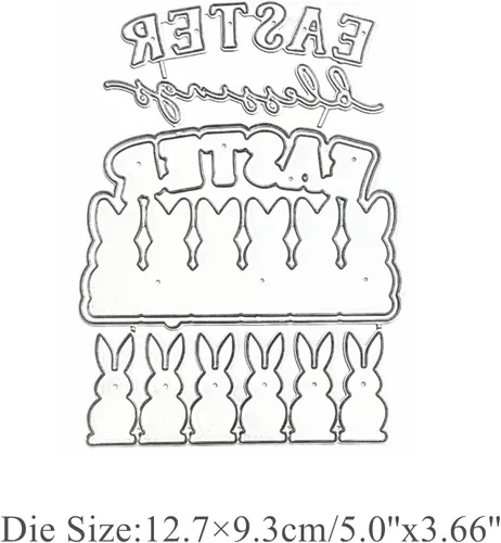 Miniatura 2 de Troqueles de metal para conejito de Pascua, palabras y marco de conejo de Pascua, plantillas de corte de boda para álbumes de recortes, álbumes