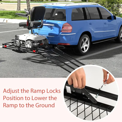 Miniatura 8 de Goplus Transportador de scooter de movilidad, 50 x 29.5 pulgadas plegable para silla de ruedas para automóvil con rampa de 42 pulgadas