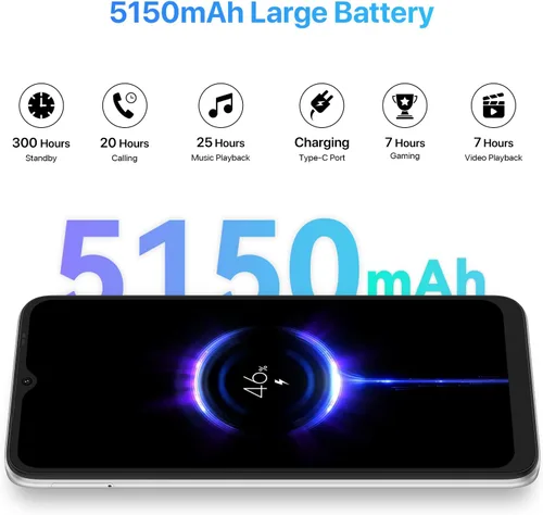Miniatura 5 de UMIDIGI Teléfono inteligente desbloqueado de 6.5 pulgadas, 6+126 GB, batería de larga duración de 5150 mAh, cámara principal de 50 MP, cámara selfie