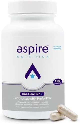 Aspire Nutrition Bio-Heal Pro+ Suplemento de cápsulas probióticas 6 en 1 – Fórmula probiótica diaria para mujeres, hombres y niños – Suministro para