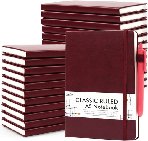 Miniatura 12 de Feela - Paquete de 24 cuadernos en blanco para el trabajo, cuaderno de negocios de tapa dura con líneas para escritura y soporte para bolígrafos
