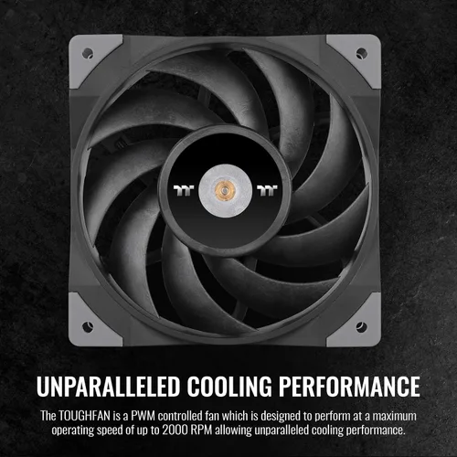 Miniatura 3 de Thermaltake TOUGHFAN 14 Negro PWM 500~2000rpm - Ventilador de radiador circular de alta presión estática de 140 mm con sistema de montaje