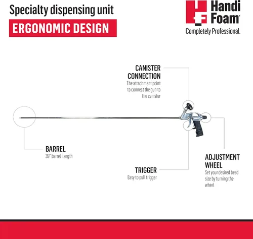 Miniatura 5 de HandiFoam F61060 - Aplicador de espuma para pistola, barril de 39 pulgadas (39.4 in), diseño ergonómico para subsuelos y espacios difíciles