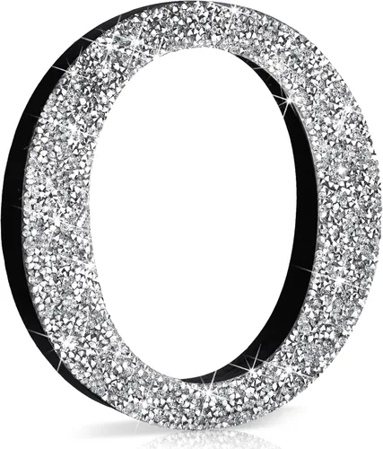 Miniatura 22 de Qunclay Letras brillantes de cristal plateado de 5.7 pulgadas, decoración de diamantes triturados, letra de madera con purpurina con tornillo