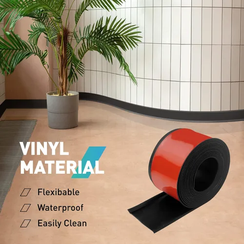 Miniatura 3 de Moldura de Zócalo, 4 Pulgadas (Ancho) x 20 Pies (Largo) Despegar y Pegar Moldura de Zócalo Flexible, Base de Zócalo de Vinilo Autoadhesivo con Cove