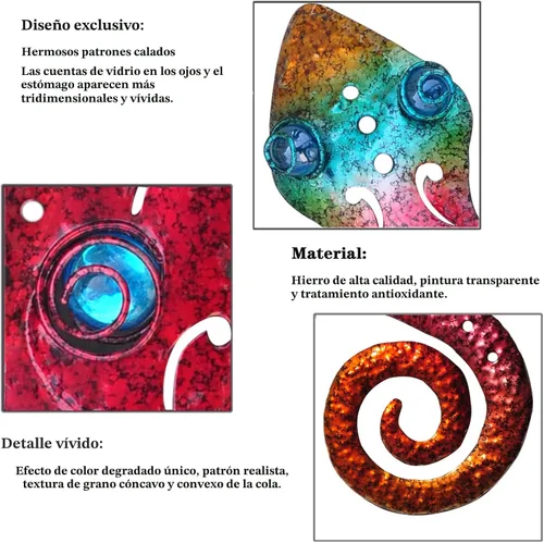 Miniatura 3 de Lagartos de metal para decoración al aire libre, decoración de pared de Gecko de metal, 13.5 x 8.5 pulgadas, paquete de 3 unidades, adecuado