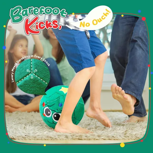 Miniatura 8 de VangeBow Pelotas de fútbol silenciosas para interiores para niños de 1 a 3 años, pelotas de fútbol hinchables de felpa suave para bebés y niños