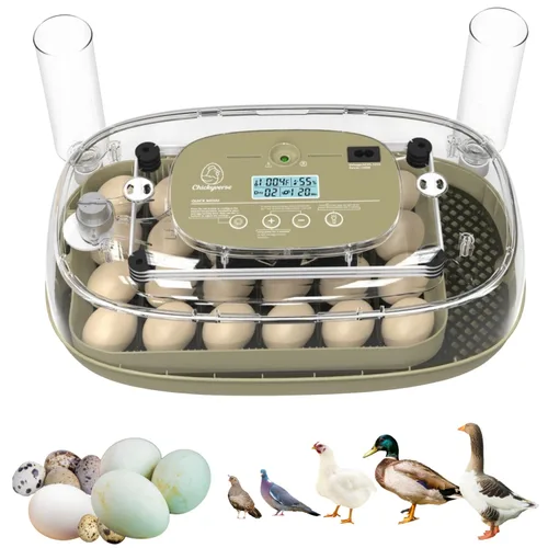 Incubadora de huevos para incubación - Capacidad de 24-48 huevos - Girador de huevos automático y temporizador ajustable - Control de humedad y