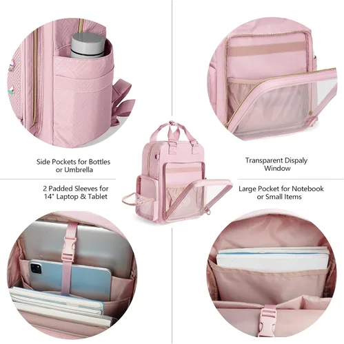 Miniatura 5 de Prokva Ita Mochila Bolsa de exhibición con insertos para alfileres, bonita bolsa Ita para anime Cosplay y concierto (diseño patente), Rosado