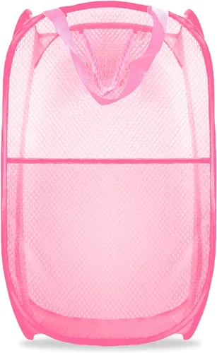 Miniatura 7 de Cesto de ropa sucia plegable emergente, cesta de ropa plegable de malla extragrande, 28" x 16" x 16" (azul)