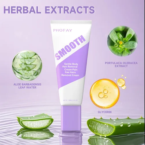 Miniatura 2 de PHOFAY Crema depilatoria para pieles sensibles, mujeres y hombres, acción rápida, recomendada por dermatólogos con aloe y ácido hialurónico