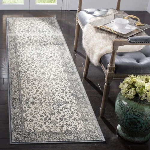 Miniatura 10 de SAFAVIEH Noble Collection - Alfombra de pasillo, 2 pies 2 pulgadas x 6 pies, marrón y crema, diseño de viscosa envejecida, ideal para zonas de alto