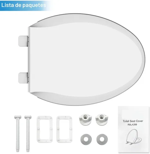 Miniatura 5 de Asiento de inodoro alargado duradero con cierre suave y lento, fácil de instalar y limpiar, nunca se afloja, blanco, se adapta a la mayoría