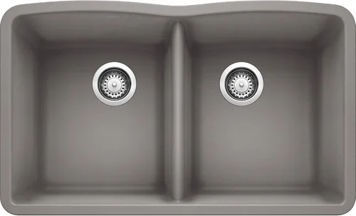 Miniatura 3 de BLANCO 440184 Diamond Silgranit 50/50 - Fregadero de cocina con doble tazón, 32 pulgadas, color antracita