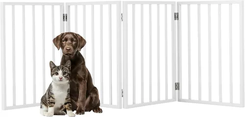 Miniatura 9 de Puerta para Mascotas - Valla Plegable para Perros de 4 Paneles para Interiores para Escaleras, Pasillos o Puertas - Puertas para Perros Marrón