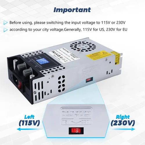 Miniatura 9 de Convertidor de CA a CC Fuente de alimentación de 48 V CC ajustable 0-48V 0-12.5A SMPS Max 600W Fuente de alimentación conmutada para tira LED, bomba