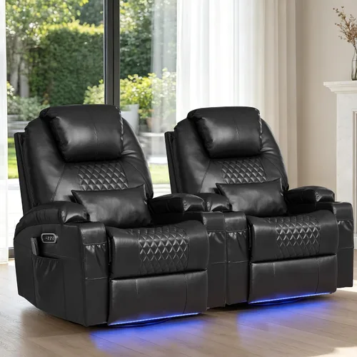 Miniatura 17 de Silla reclinable giratoria de doble motor para adultos con calor y masaje, mecedora eléctrica de pared para guardería, sala de estar con luces LED