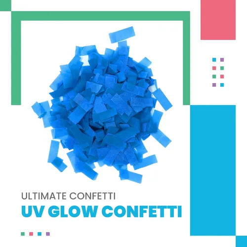 Miniatura 2 de Ultimate Confetti, Confeti biodegradable rectangular azul reactivo a los rayos UV, papel de seda resistente al fuego y confeti de caída lenta