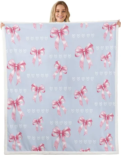 Miniatura 23 de Manta de cama con estampado de corazones de lazo, manta de felpa de grafiti dibujada a mano para decoración rústica del hogar, manta de franela