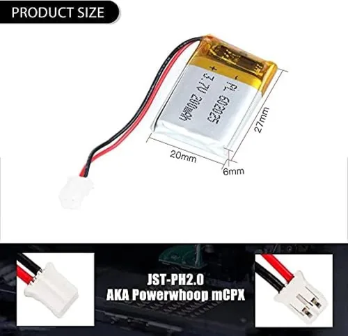 Miniatura 3 de 3.7V 200mAh 602025 Lipo paquete de iones recargable con conector JST 1pcs