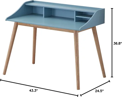 Miniatura 2 de R., Groria Mid-Century - Escritorio moderno de madera Strorage, color azul