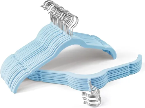 Miniatura 13 de Sishynio Perchas de terciopelo prémium para camisas, paquete de 30 unidades, antideslizante con gancho giratorio de 360°, colgador delgado flocado