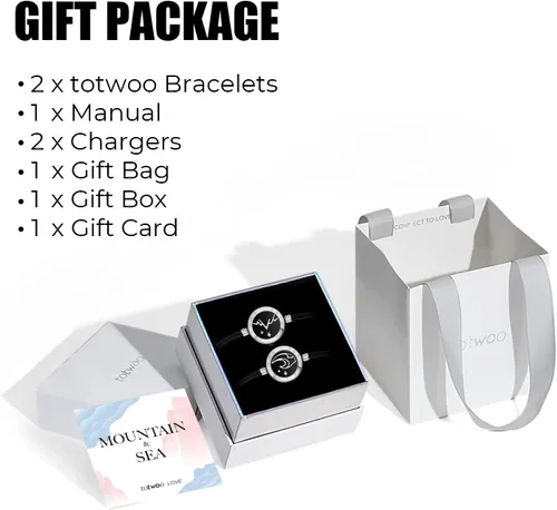 Miniatura 25 de TOTWOO Long Distance Touch Bracelets for Couples, Vibration & Light up for Love Couples Bracelets Long Distance Relationship Gifts for Girlfriend